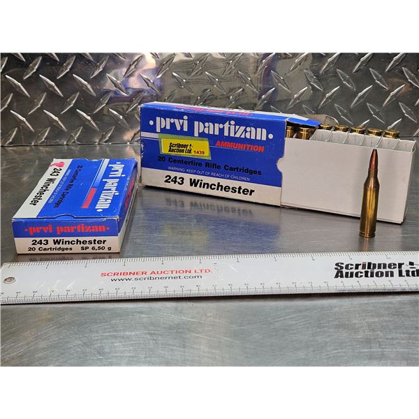 AMMO : Prvi Partizan : 243 Win (100gr : S.P)  (14 Rnds TOTAL)  c/w Brass (19 Count)