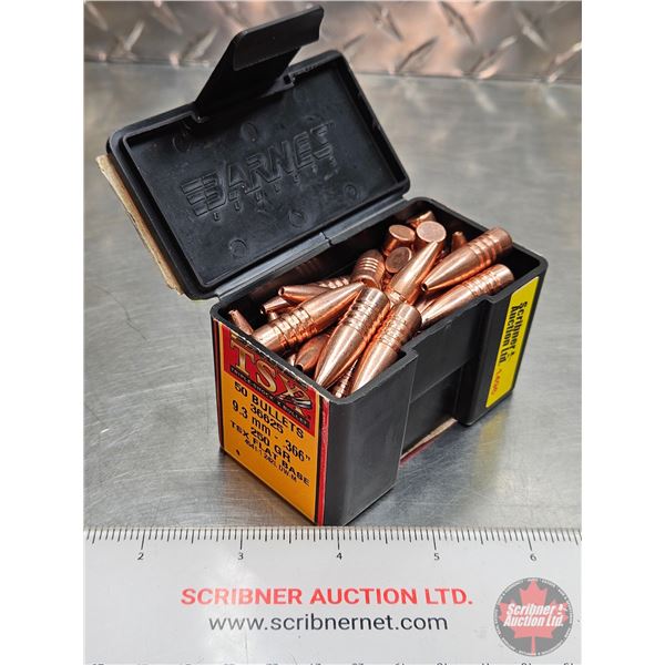 BULLETS : Barnes TSX : 9.3mm (.366") (250gr : Flat Base)  (1 Box of 47 Count TOTAL)
