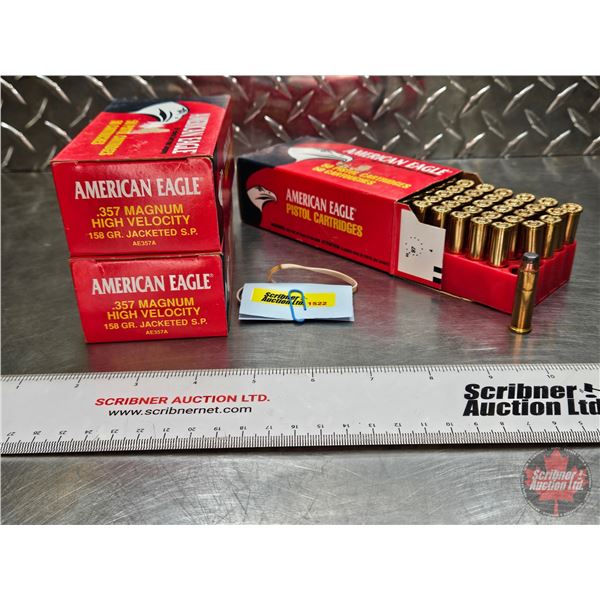 AMMO : American Eagle : Pistol Cartridges : 357 Magnum High Velocity ( 158gr : Jackets S.P.)  (3 Box