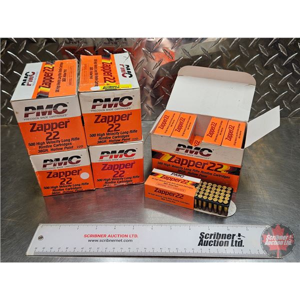 AMMO : PMC : Zapper 22 : 22LR High Velocity (38gr : H.P.) (5 Bricks of 500 Rnds)  (2500 Rnds TOTAL)