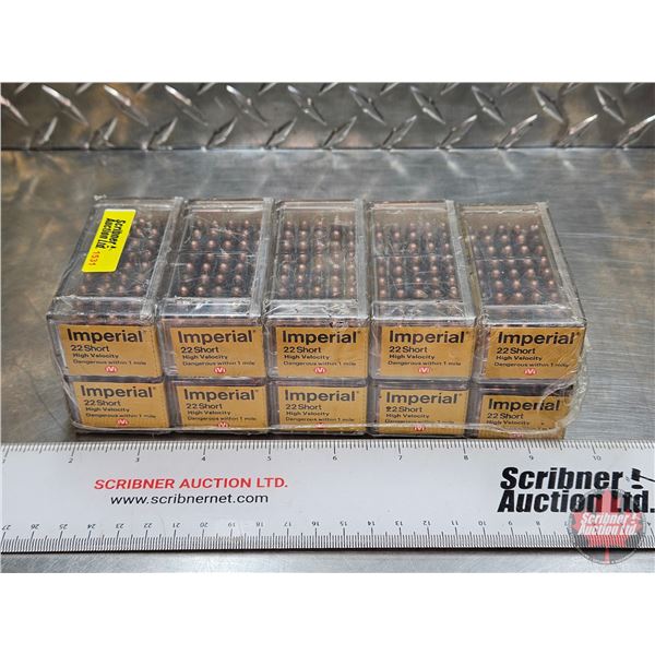 AMMO : Imperial IVI : 22 Short High Velocity  (10 Boxes of 50 Rnds)  (500 Rnds TOTAL)