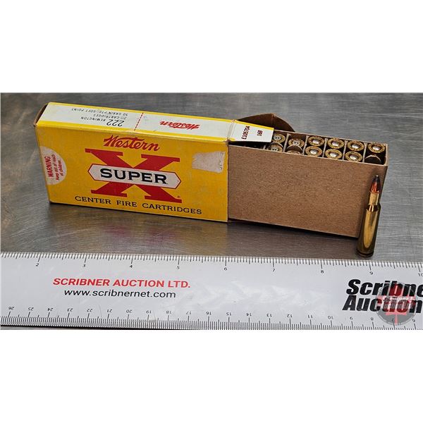 AMMO : Western : Super X : 222 Rem (50gr : P.S.P.)  (8 Rnds TOTAL) c/w Brass (12 Count)