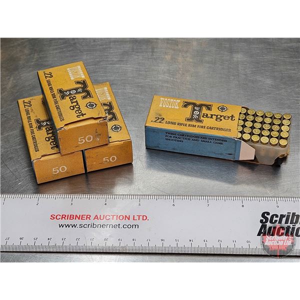 AMMO : Vostok : Target : 22LR  (4 Boxes of 50 Rnds)  (200 Rnds TOTAL)