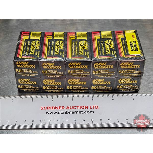 AMMO : Ruko : High Velocity : 22LR (37gr : H.P.)  (10 Boxes of 50 Rnds)  (500 Rnds TOTAL)