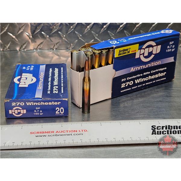 AMMO : P.P.U. Ammunition : 270 Win (150gr)  (2 Boxes of 20 Rnds)  (40 Rnds TOTAL)