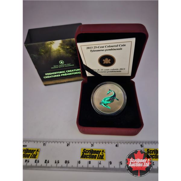 RCM Canada 2013 : Twenty-Five Cent Coloured Coin : Prehistoric Creatures : Tylosaurus Pembinensis (C