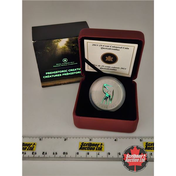 RCM Canada 2013 : Twenty-Five Cent Coloured Coin : Prehistoric Creatures : Quetzalcoatlus (COA #1945