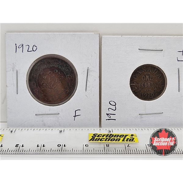 Canada One Cent (2) : 1920 Large Cent ; 1920 Small Cent