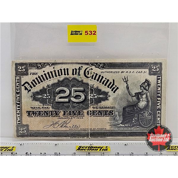 Dominion of Canada 1900 Twenty Five Cent "Shinplaster" : Boville