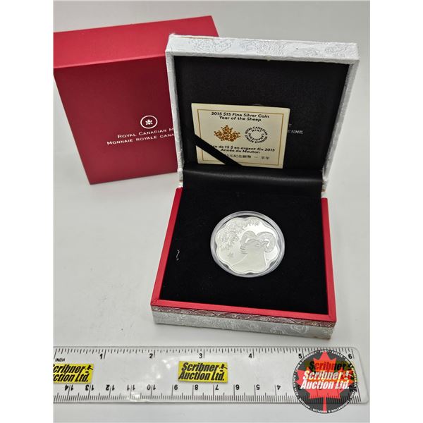 RCM Canada 2015 $15 Fine Silver Coin : Year of the Sheep (COA #11073) (99.99%)