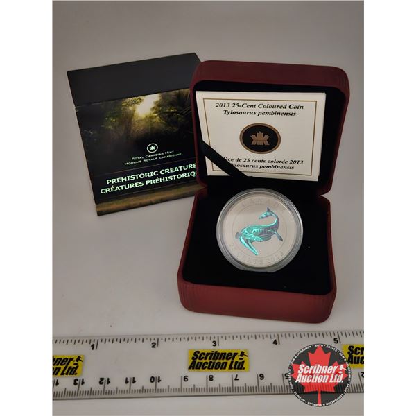 RCM Canada 2013 : Twenty-Five Cent Coloured Coin : Prehistoric Creatures : Tylosaurus Pembinensis (C