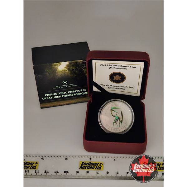 RCM Canada 2013 : Twenty-Five Cent Coloured Coin : Prehistoric Creatures : Quetzalcoatlus (COA #1029