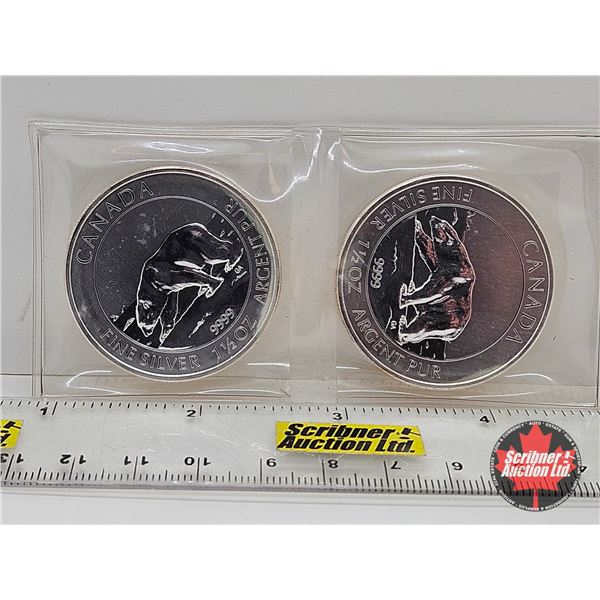 RCM Canada 2013 : $8 Fine Silver Coins (2 Pack) : Polar Bear (1-1/2oz) (.9999) (No COA)