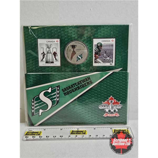 RCM Canada 2012 Saskatchewan Roughriders Coloured Coin & Stamp Set