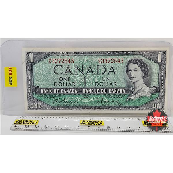 Mismatched Serial Numbers : Canada $1 Bill 1954 : Beattie/Rasminsky (Left : S/N# HO3272545) (Right :