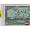 Image 2 : Mismatched Serial Numbers : Canada $1 Bill 1954 : Beattie/Rasminsky (Left : S/N# HO3272545) (Right :
