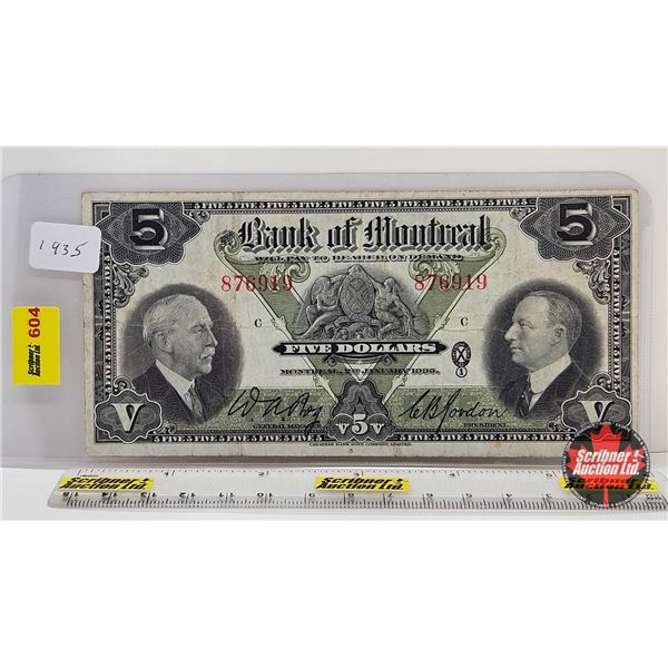 Bank of Montreal $5 Bill 1935 : Bog/Gordon #876919