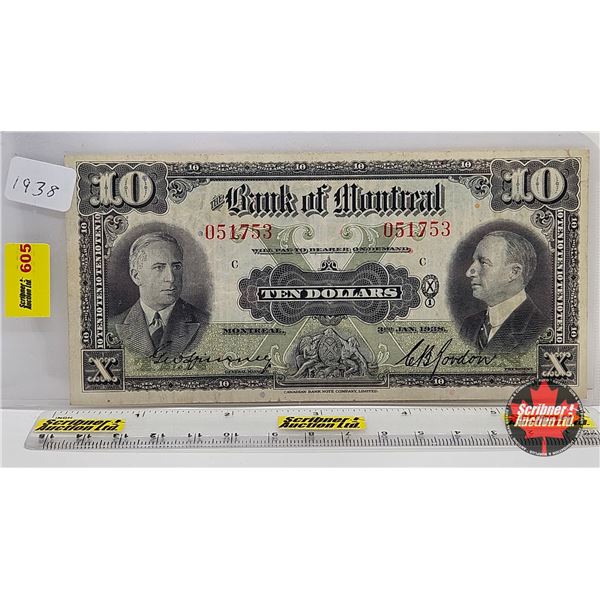 Bank of Montreal $10 Bill 1938 : Spinney/Gordon #051753