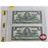 Image 1 : Bank of Canada $1 Bills 1937 (2 Consecutive) : Coyne/Towers #NN8021118-1119