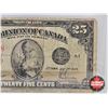 Image 3 : Dominion of Canada Twenty Five Cent 1923 "Shinplaster" : McCavour/Saunders #548978