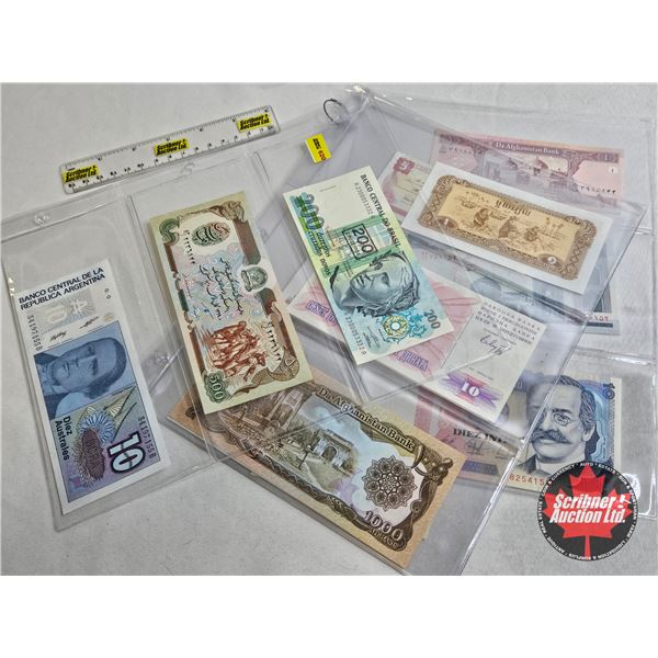 Variety Foreign Bills (15) : Incl . Brazil; Argentina; Nicaragua; Indonesia; Afghanistan; Peru; etc 