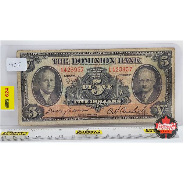 The Dominion Bank $5 Bill 1935 : Dawson/Carlisle #1425957