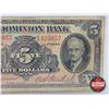 Image 3 : The Dominion Bank $5 Bill 1935 : Dawson/Carlisle #1425957