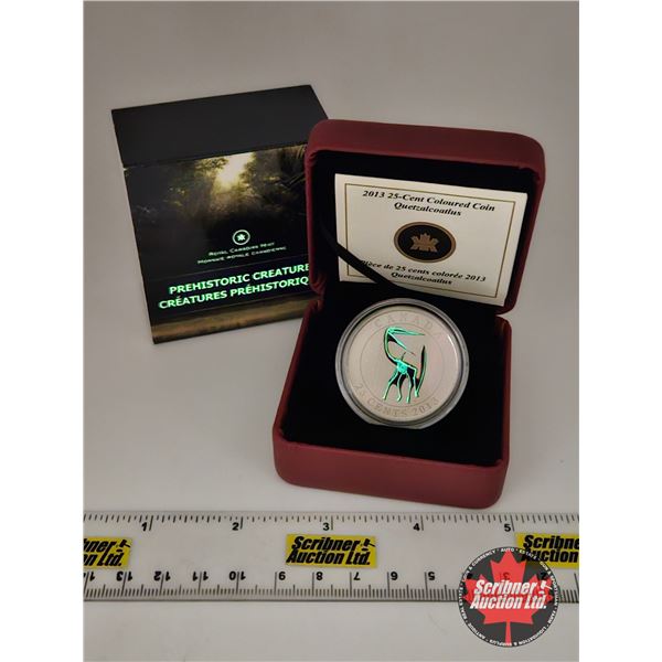 RCM Canada 2013 : Twenty-Five Cent Coloured Coin : Prehistoric Creatures : Quetzalcoatlus (COA #1944