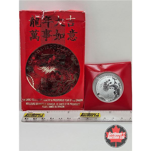 RCM Canada 2012 $10 Fine Silver Coin : Year of the Dragon (COA #7771) (99.99%)