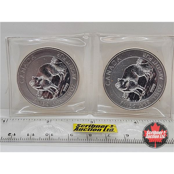 RCM Canada 2014 : $8 Fine Silver Coins (2 Pack) : Wolf (1-1/2oz) (.9999) (No COA)