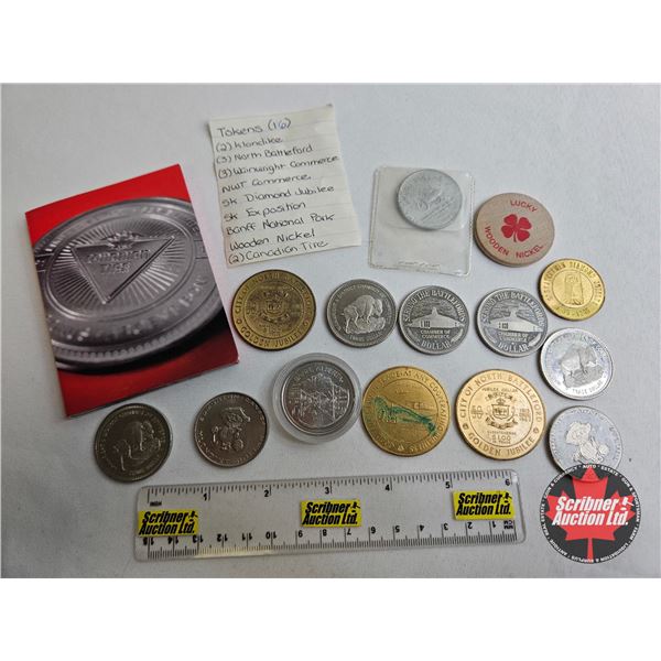 Token/Medallion Collection (16) : Incl. Klondike; SK Diamond Jubilee; Canadian Tire; etc! (Handwritt