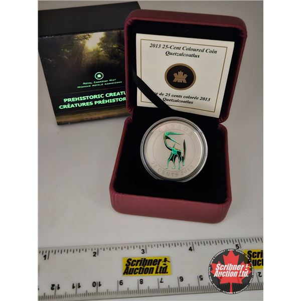 RCM Canada 2013 : Twenty-Five Cent Coloured Coin : Prehistoric Creatures : Quetzalcoatlus (COA #2572