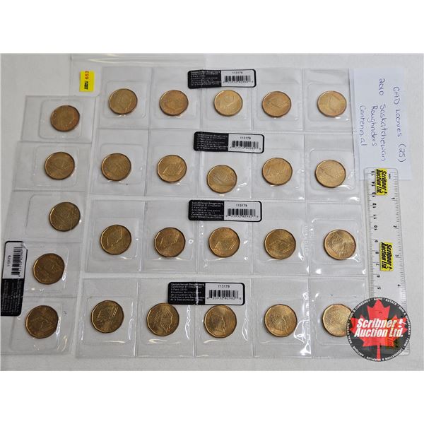 Saskatchewan Roughriders Centennial $1 (Loonie) Circulation "5" Packs (2010) (25 Coins Total)
