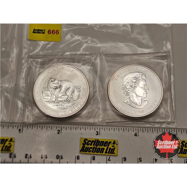 RCM Canada 2014 : $8 Fine Silver Coins (2 Pack) : Timber Wolf (1-1/2 oz) (.9999) (No COA)