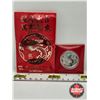 Image 1 : RCM Canada 2012 $10 Fine Silver Coin : Year of the Dragon (COA #7761) (99.99%)