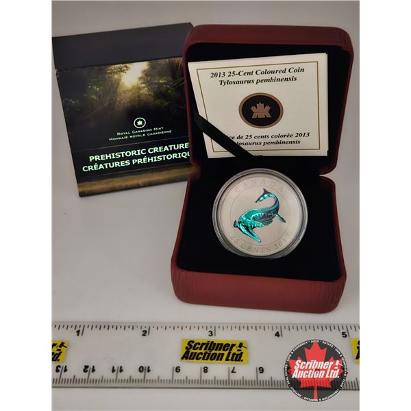 RCM Canada 2013 : Twenty-Five Cent Coloured Coin : Prehistoric Creatures : Tylosaurus Pembinensis (C