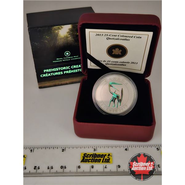 RCM Canada 2013 : Twenty-Five Cent Coloured Coin : Prehistoric Creatures : Quetzalcoatlus (COA #1945