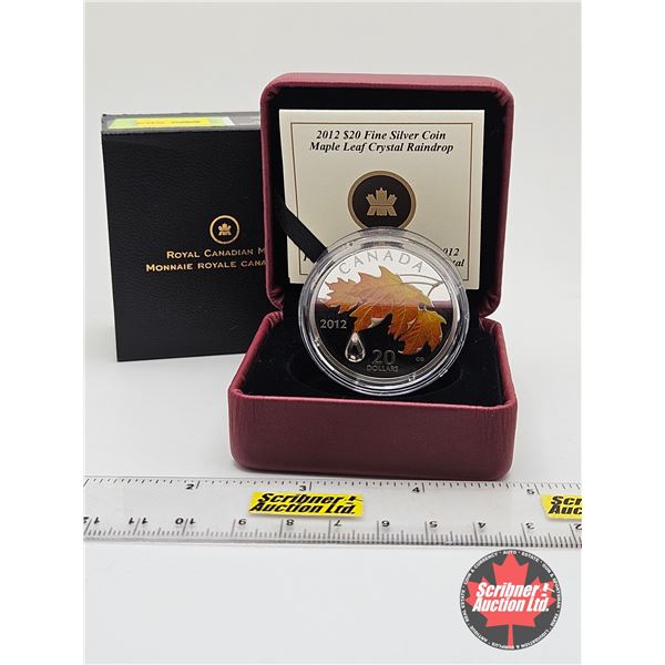 RCM Canada 2012 : $20 Fine Silver Coin : Maple Leaf Crystal Raindrop (COA #3965) (Swarovski Element)
