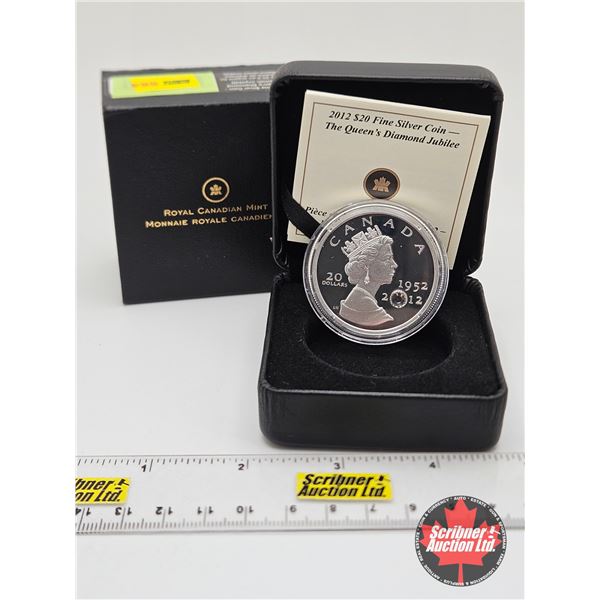 RCM Canada 2012 : $20 Fine Silver Coin : The Queen's Diamond Jubilee (COA #13161) (Swarovski Element