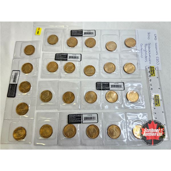 Saskatchewan Roughriders Centennial $1 (Loonie) Circulation "5" Packs (2010) (25 Coins Total)