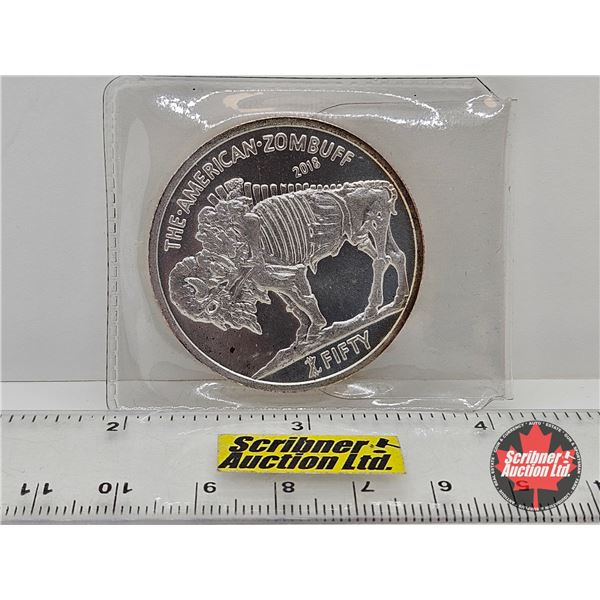 1 oz Zombucks Zombuff Silver Round : Elemental Mint : Currency of the Apocalypse (.999) (No COA)