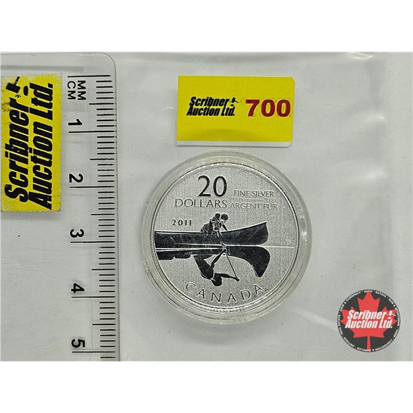 RCM Canada 2011 $20 Fine Silver Coin : Canoe (99.99%) (No COA)
