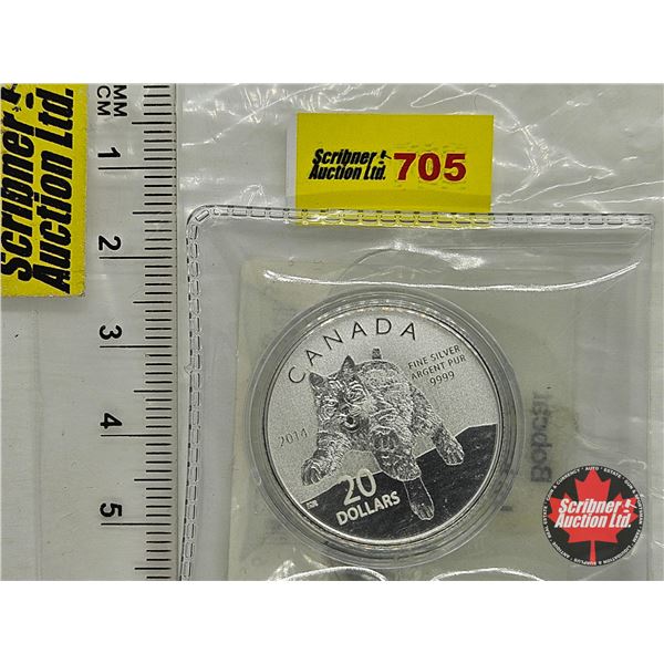 RCM Canada 2014 : $20 Fine Silver Coin : Bobcat (.9999) (No COA)