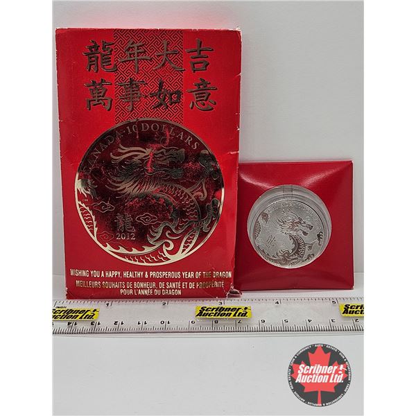 RCM Canada 2012 $10 Fine Silver Coin : Year of the Dragon (COA #7732) (99.99%)