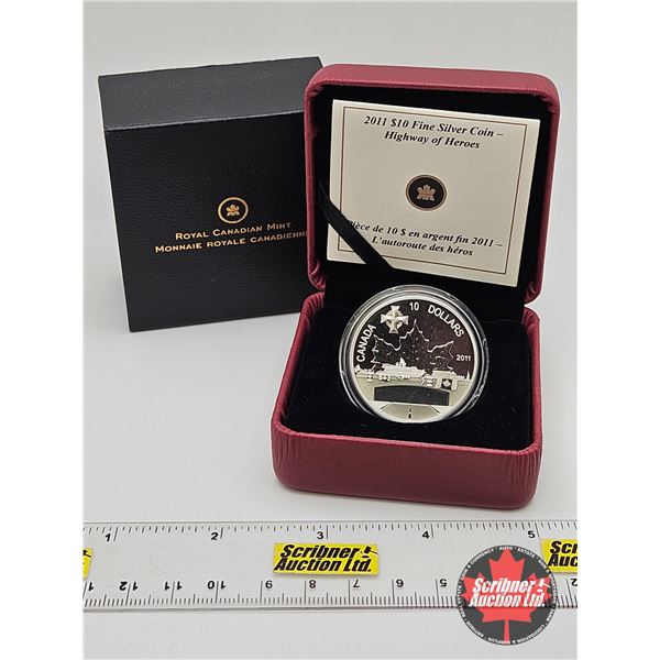 RCM Canada 2011 $10 Fine Silver Coin : Highway of Heroes (COA #8667) (99.99%)