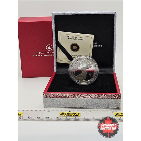 RCM Canada 2011 : $15 Coin : Lunar Lotus : Year of the Rabbit (COA #2753) (92.5%)