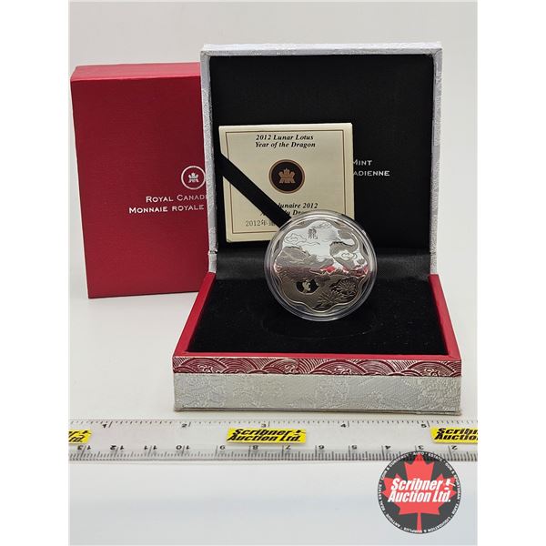 RCM Canada 2012 : $15 Fine Silver Coin : Lunar Lotus : Year of the Dragon (COA #5107) (99.99%)