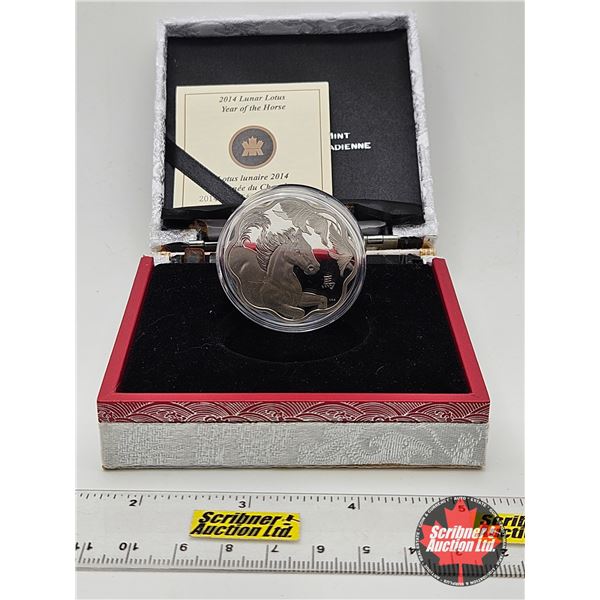 RCM Canada 2014 : $15 Fine Silver Coin : Lunar Lotus : Year of the Horse (COA #17461) (99.99%)