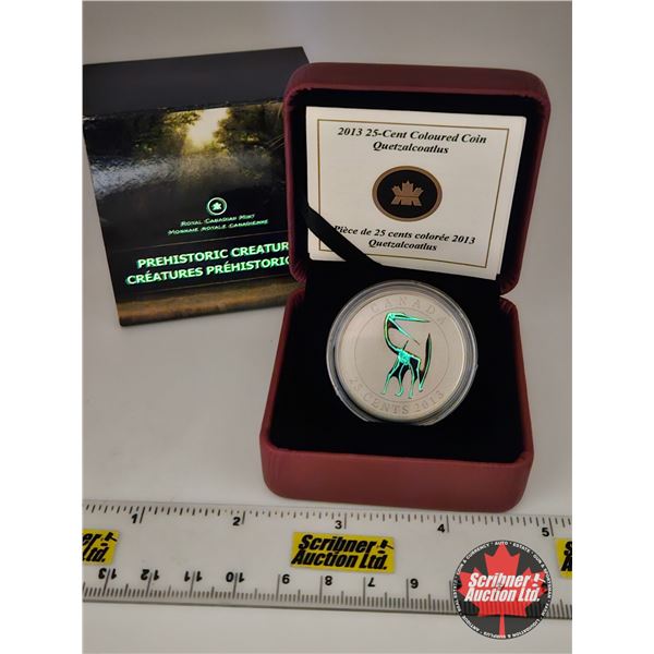 RCM Canada 2013 : Twenty-Five Cent Coloured Coin : Prehistoric Creatures : Quetzalcoatlus (COA #1157