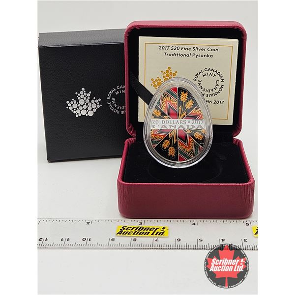 RCM Canada 2017 : $20 Fine Silver Coin : Traditional Pysanka (COA #3267/5000) (99.99%)